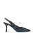 Slingback in camoscio blu con cristalli