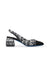 Slingback in nappa e tessuto tweed bianco e nero