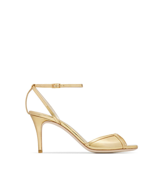 Sandali in vernice specchio oro