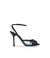 Black patent leather sandals with tricot and plexi details 