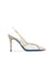 Milk-tone patent leather and plexi slingbacks