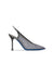 Charcoal-toned tricot and patent jewel slingbacks