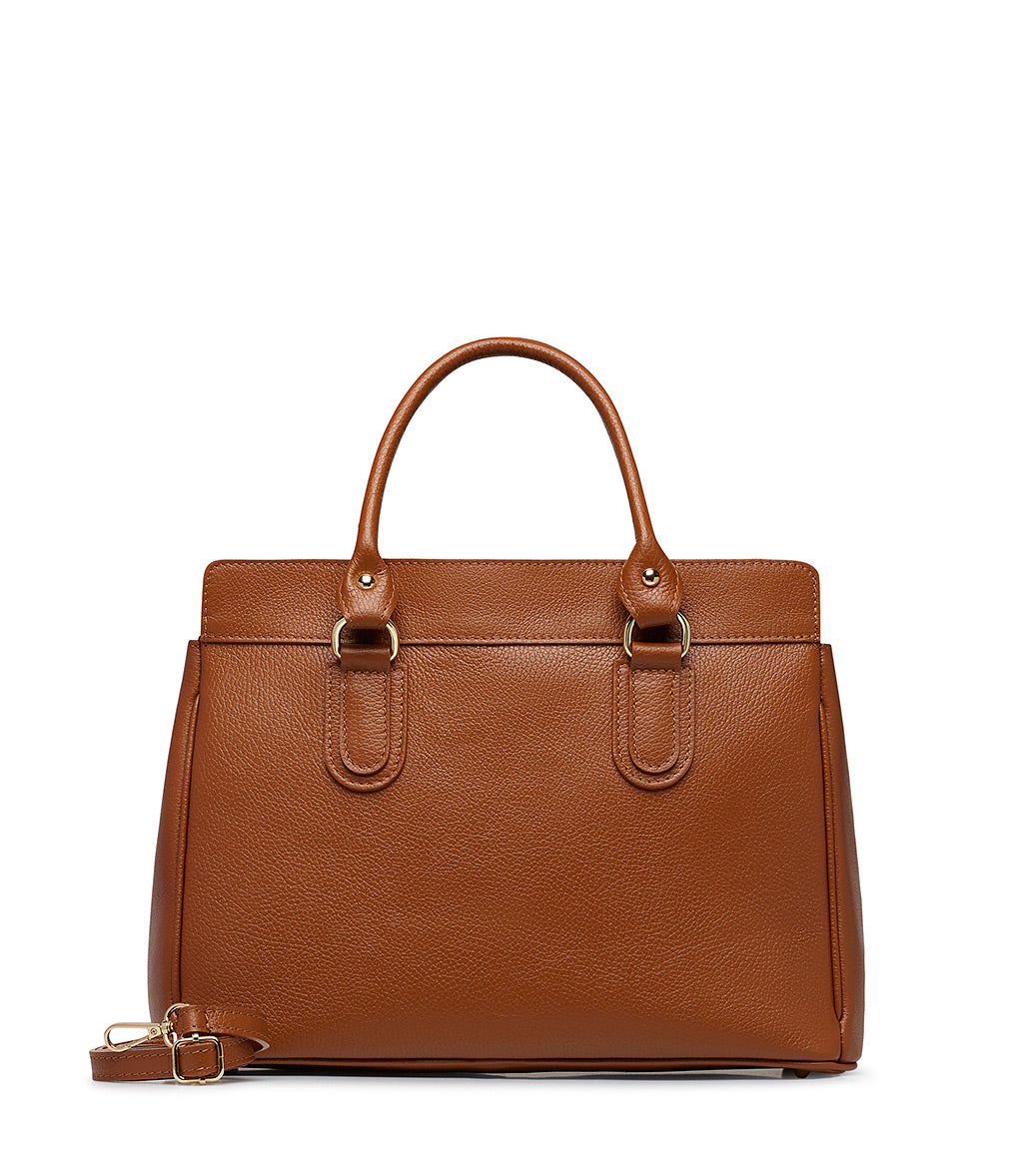 Brown embossed  leathe tote bag