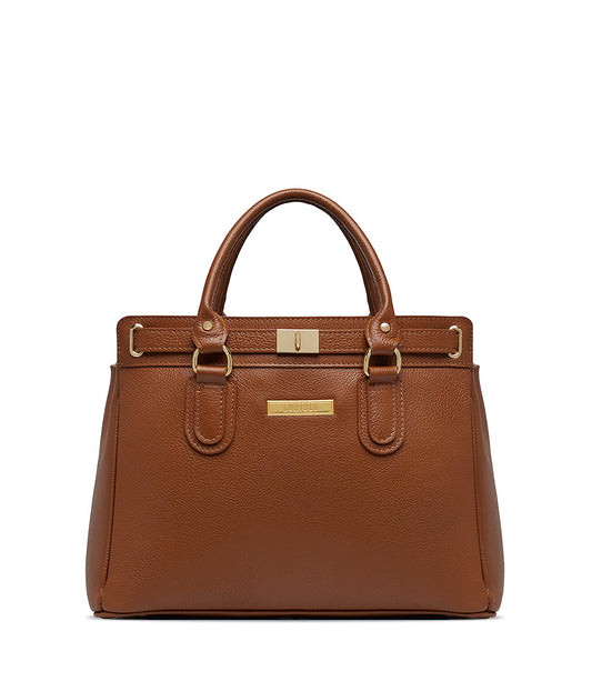 Brown embossed leathe tote bag