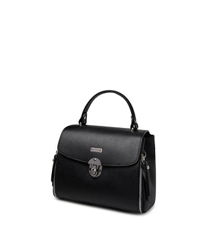 Black grained leather hand bag 