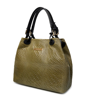 Greenie woven leather tote bag