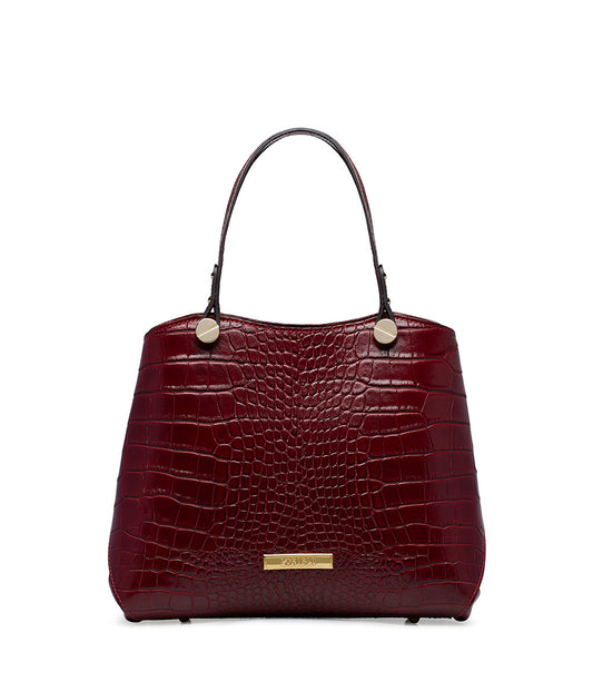 Borsa tote bordeaux in pelle stampa cocco