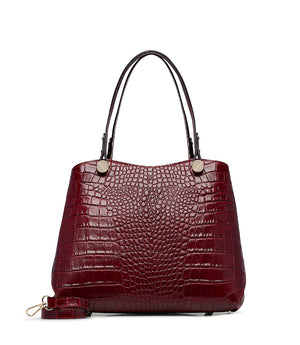 Borsa tote bordeaux in pelle stampa cocco