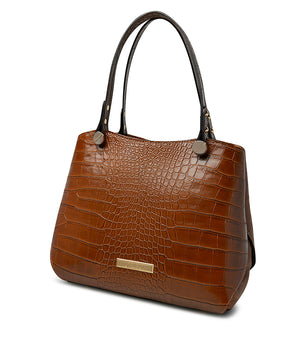 Leather color embossed texture leather tote bag