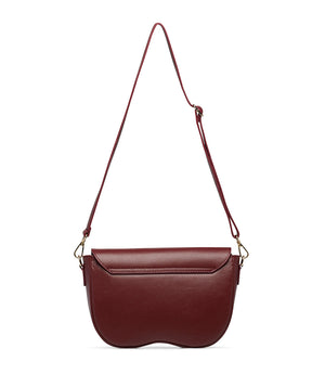 Textured dark red leather crossbody bag