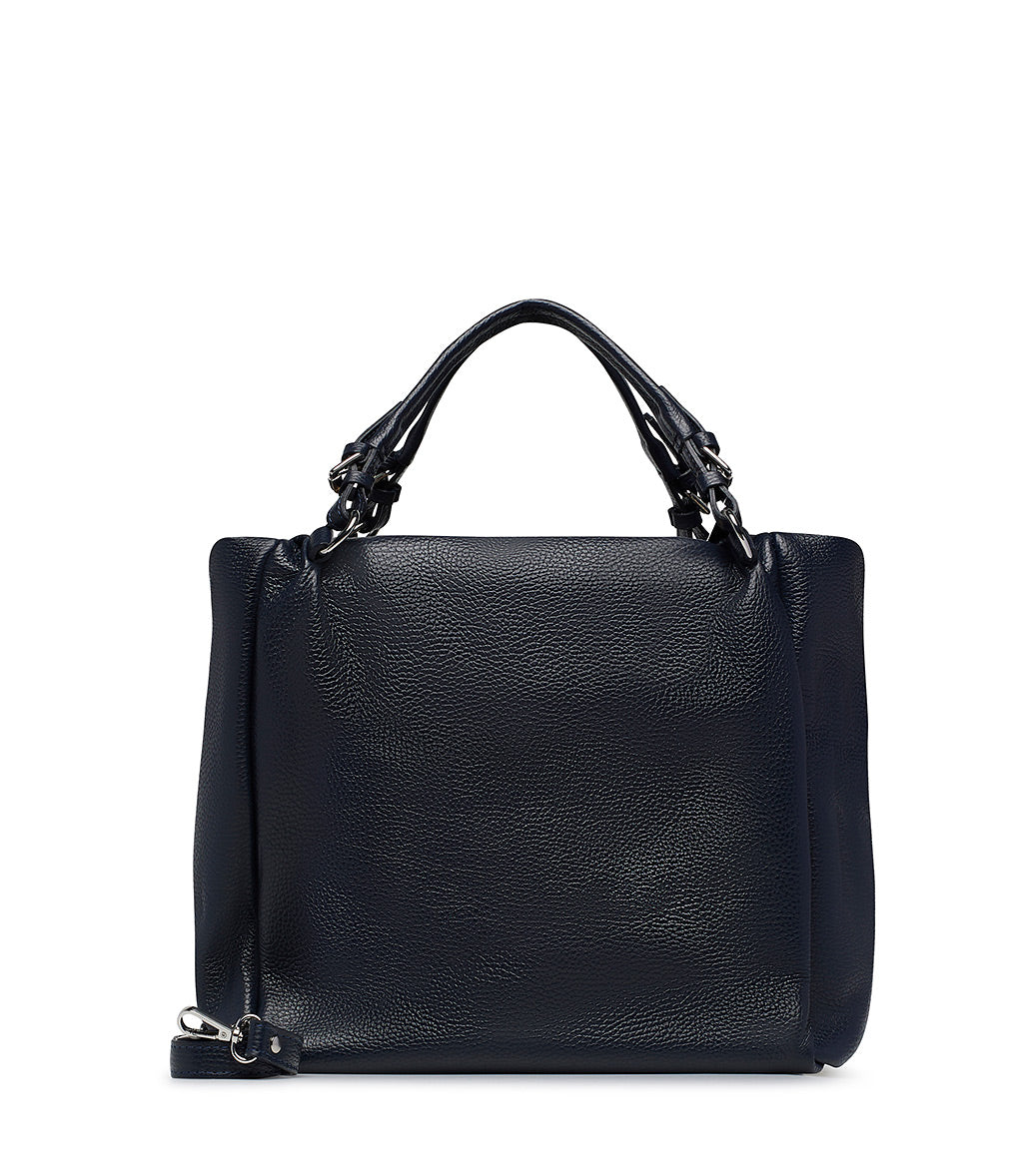 Borsa in pelle martellata blu