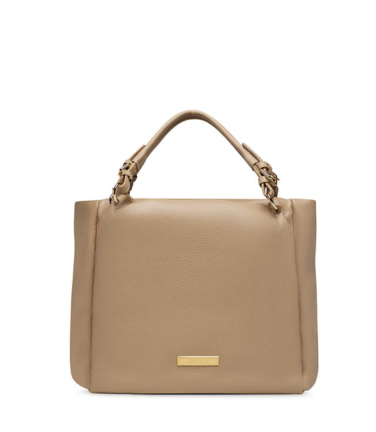 Beige grained leather bag