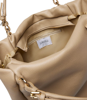 Beige grained leather bag