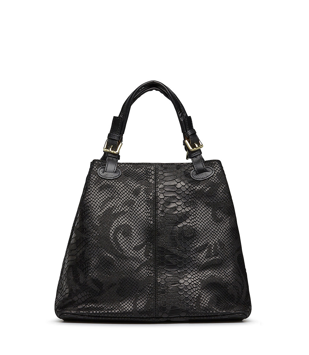 Rhinestoned black suede and nappa leather clutch bag – Loriblu.com