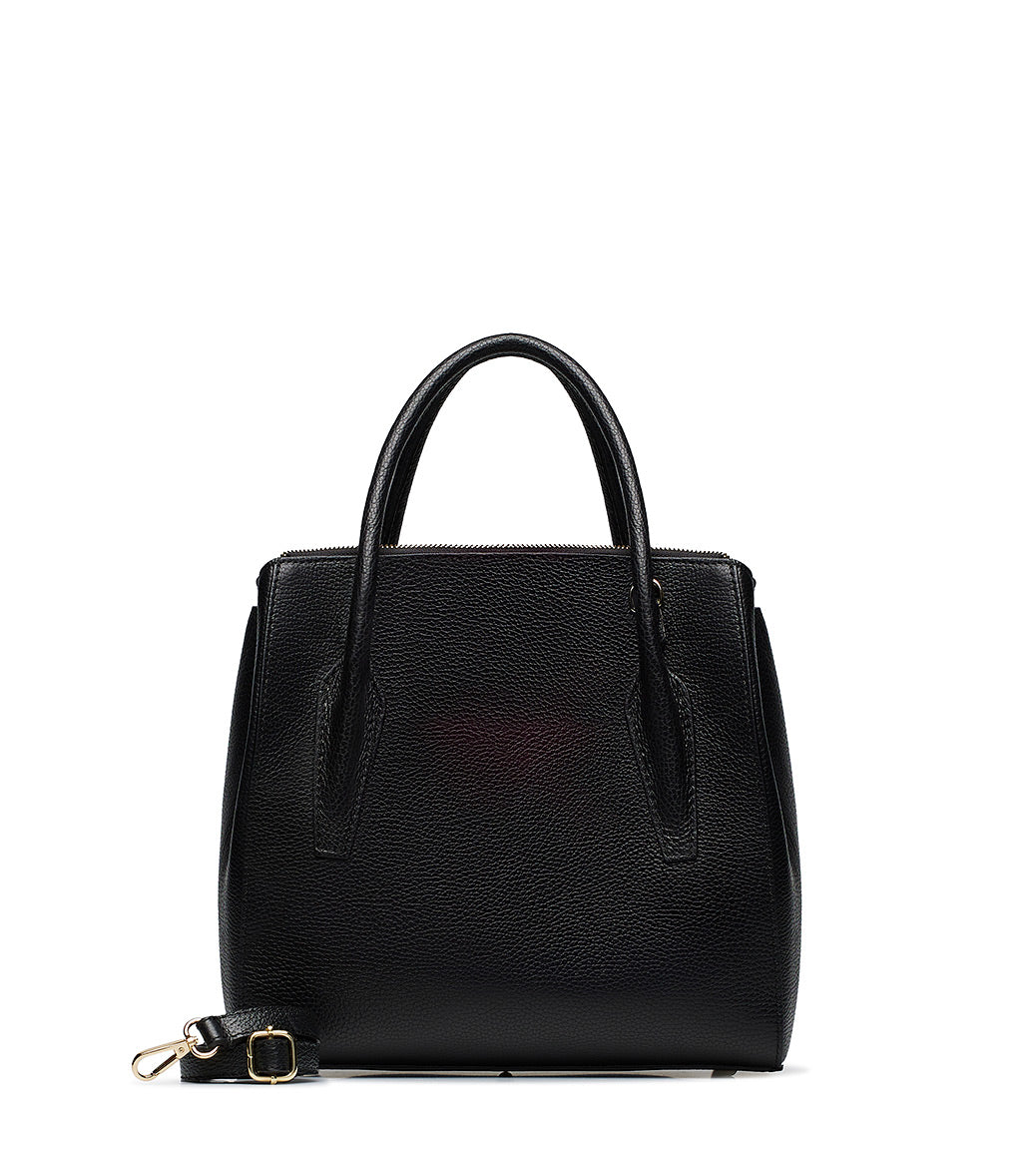 Black embossed  leather tote bag