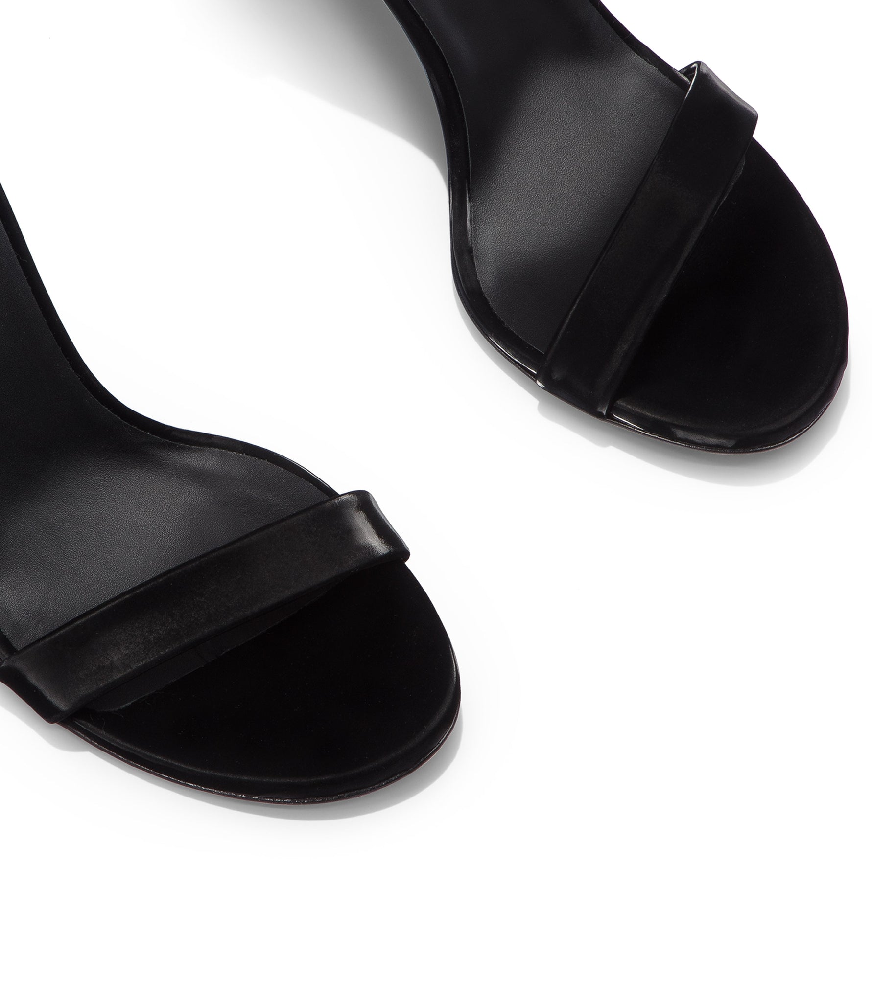 L-heel black faux leather jewel sandals