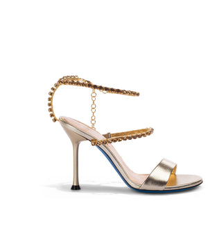 Crystals platinum nappa leather sandals